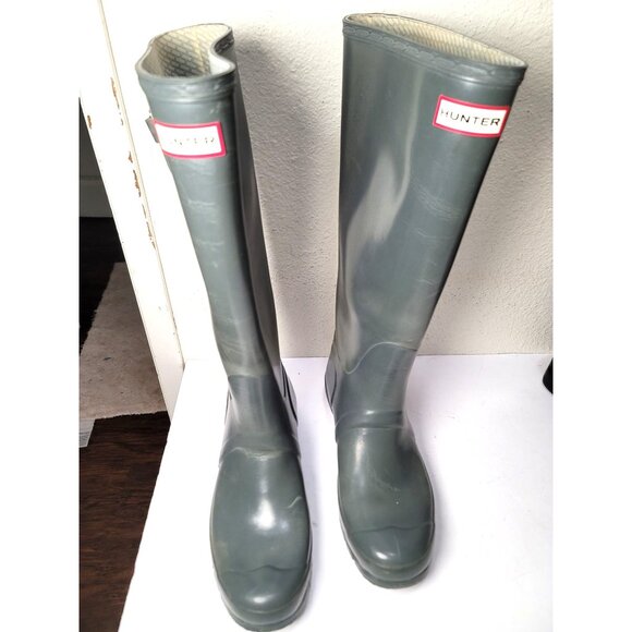 Hunter Green Tall Unisex Pull on Rain Boots Size 9M/10W - Picture 1 of 13